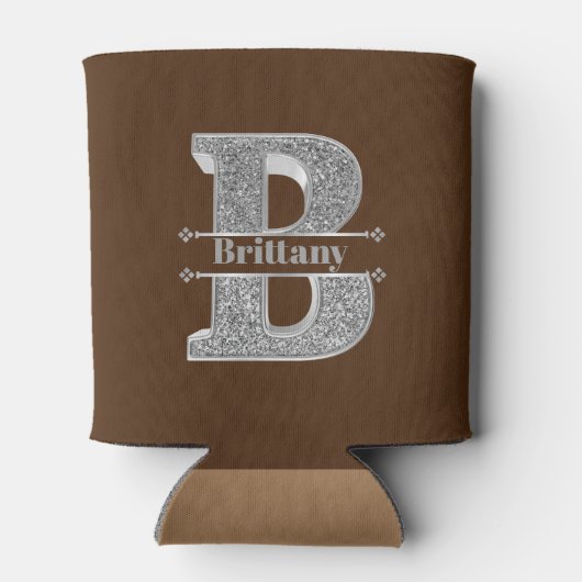 Gepersonaliseerde Monogram Zilver Initiaal B Jouw Blikjeskoeler (Achterkant)