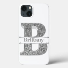 Gepersonaliseerde Monogram Zilver Initiaal B Jouw  Case-Mate iPhone Case
