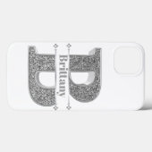 Gepersonaliseerde Monogram Zilver Initiaal B Jouw  Case-Mate iPhone Case (Achterkant (horizontaal))