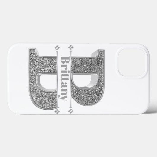 Gepersonaliseerde Monogram Zilver Initiaal B Jouw Case-Mate iPhone Case (Achterkant (horizontaal))