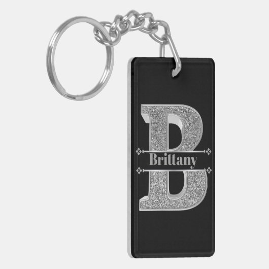 Gepersonaliseerde Monogram Zilver Initiaal B Jouw Sleutelhanger (Voorkant Links)
