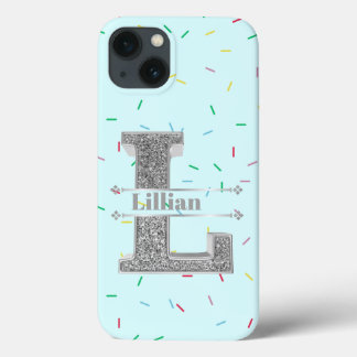 Gepersonaliseerde Monogram Zilver Initiaal L Jouw  Case-Mate iPhone Case