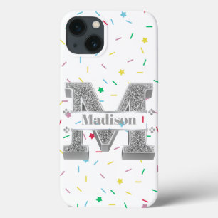 Gepersonaliseerde Monogram Zilver Initiaal M Jouw  Case-Mate iPhone Case