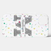 Gepersonaliseerde Monogram Zilver Initiaal M Jouw  Case-Mate iPhone Case (Achterkant (horizontaal))