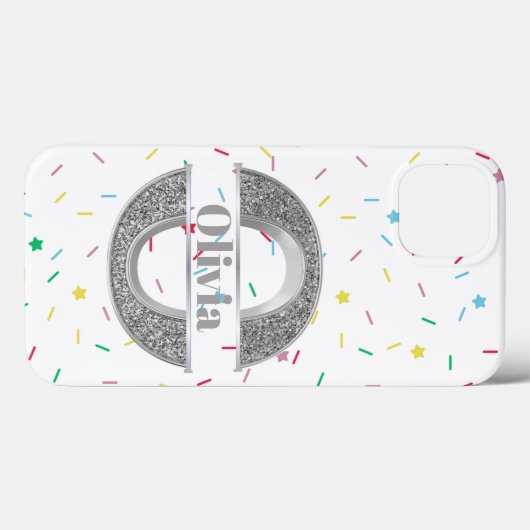 Gepersonaliseerde Monogram Zilver Initiaal O Jouw  Case-Mate iPhone Case (Achterkant (horizontaal))