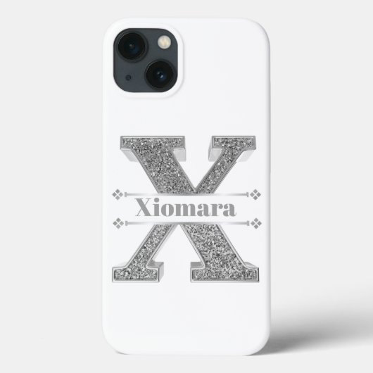 Gepersonaliseerde Monogram Zilver Initiaal X Jouw Case-Mate iPhone Case (Achterkant)