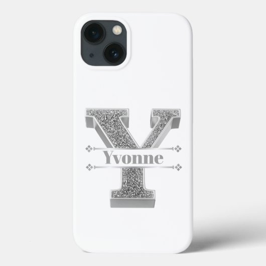 Gepersonaliseerde Monogram Zilver Initiaal Y Jouw Case-Mate iPhone Case (Achterkant)