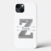 Gepersonaliseerde Monogram Zilver Initiaal Z Jouw Case-Mate iPhone Case (Achterkant)