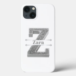 Gepersonaliseerde Monogram Zilver Initiaal Z Jouw  Case-Mate iPhone Case