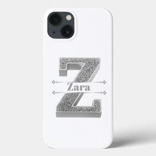Gepersonaliseerde Monogram Zilver Initiaal Z Jouw Case-Mate iPhone Case (Achterkant)