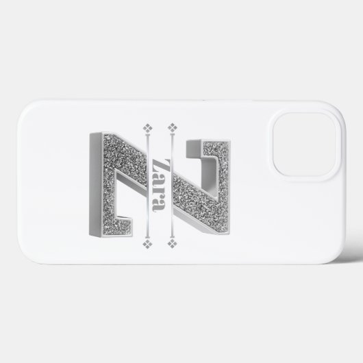 Gepersonaliseerde Monogram Zilver Initiaal Z Jouw Case-Mate iPhone Case (Achterkant (horizontaal))