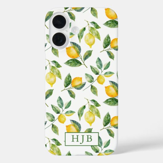 Gepersonaliseerde Monogram Zomer Citroenen iPhone Case-Mate iPhone Case (Achterkant)