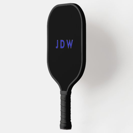 Gepersonaliseerde Monogram Zwart en Blauw Pickleball Paddle (Links)