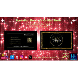 Gepersonaliseerde Monogram Zwart & Goud Glitter QR Visitekaartje