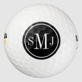 Gepersonaliseerde Monogram Zwart-Wit Lijst Golfballen