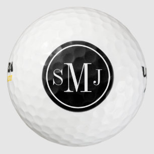 Gepersonaliseerde Monogram Zwart-Wit Lijst Golfballen
