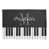 Gepersonaliseerde monogram zwarte en witte pianosl kussensloop (Voorkant)