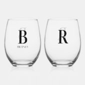 Gepersonaliseerde Monogramed Black Family Wijnglas Zonder Voet (Achterkant)
