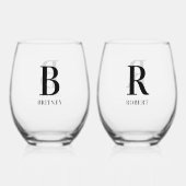 Gepersonaliseerde Monogramed Black Family Wijnglas Zonder Voet (Voorkant)