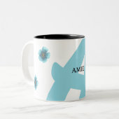 gepersonaliseerde Monogramed Initialen, naam, afbe Tweekleurige Koffiemok (Voorkant links)