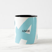 gepersonaliseerde Monogramed Initialen, naam, afbe Tweekleurige Koffiemok (Center)