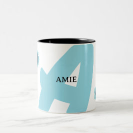 gepersonaliseerde Monogramed Initialen, naam, afbe Tweekleurige Koffiemok