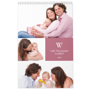 Gepersonaliseerde Monogrammed 15 Familiefoto 2025 Kalender