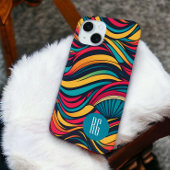 Gepersonaliseerde Monogrammed Abstract Waves Patte Case-Mate iPhone Case