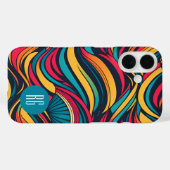 Gepersonaliseerde Monogrammed Abstract Waves Patte Case-Mate iPhone Case (Achterkant (horizontaal))