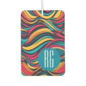 Gepersonaliseerde Monogrammed Abstract Waves Patte Luchtverfrisser (Voorkant)