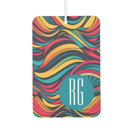 Gepersonaliseerde Monogrammed Abstract Waves Patte Luchtverfrisser (Voorkant)