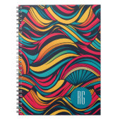 Gepersonaliseerde Monogrammed Abstract Waves Patte Notitieboek (Voorkant)