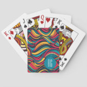 Gepersonaliseerde Monogrammed Abstract Waves Patte Pokerkaarten (Achterkant)