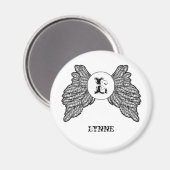 Gepersonaliseerde Monogrammed Angel Wings Magnet (Voorkant / Achterkant)