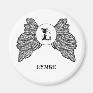 Gepersonaliseerde Monogrammed Angel Wings Magnet