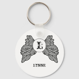 Gepersonaliseerde Monogrammed Angel Wings Sleutelhanger