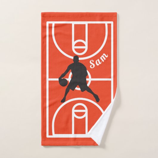 Gepersonaliseerde Monogrammed Basketball Player Re Handdoek (Handdoek)