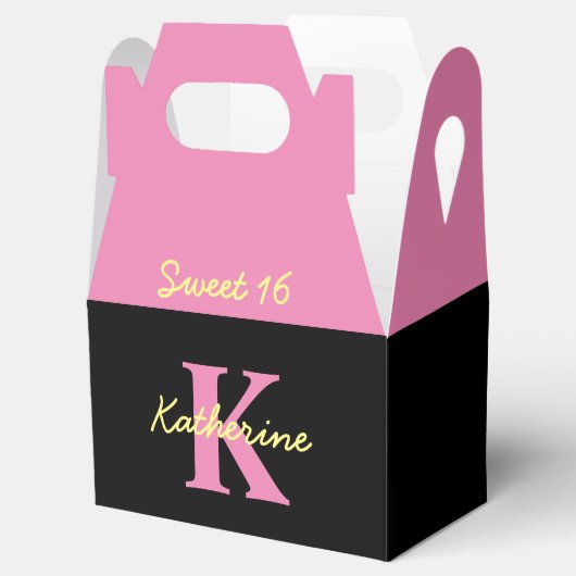 Gepersonaliseerde Monogrammed Black Modern Sweet 1 Bedankdoosjes (Geopend)