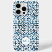 Gepersonaliseerde Monogrammed Blauw Abstract Patro Case-Mate iPhone Case (Achterkant)