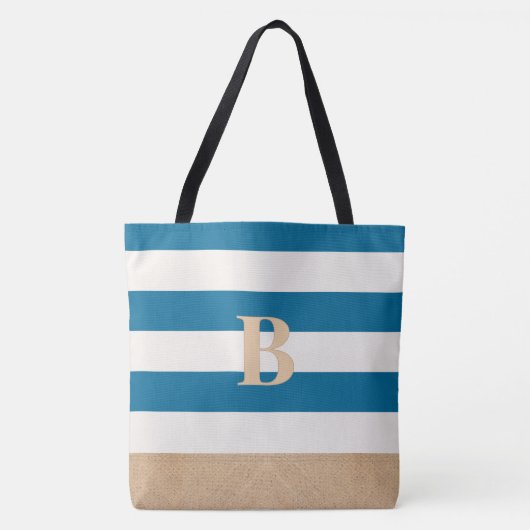 Gepersonaliseerde Monogrammed Custom Beach Bag Tote Bag (Voorkant)