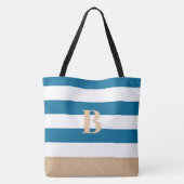 Gepersonaliseerde Monogrammed Custom Beach Bag Tote Bag (Achterkant)