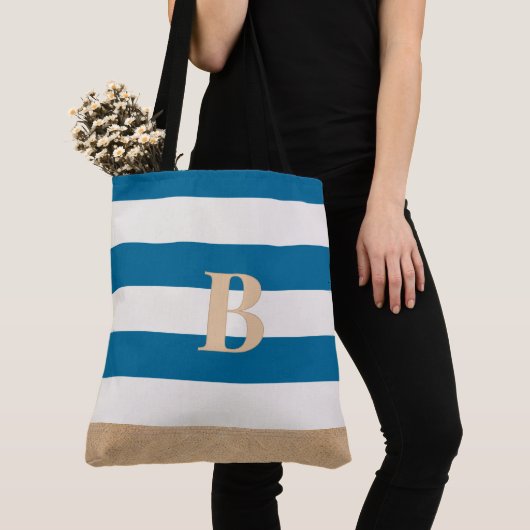 Gepersonaliseerde Monogrammed Custom Beach Bag Tote Bag (Dichtbij)