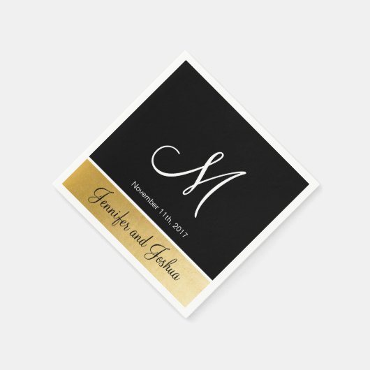 Gepersonaliseerde Monogrammed Custom Black Gold We Servetten (Hoek)