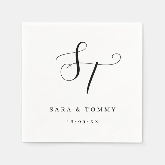 Gepersonaliseerde Monogrammed Elegante Schone Huwe Servet (Voorkant)