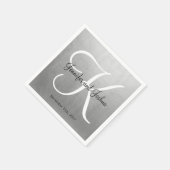 Gepersonaliseerde Monogrammed Faux Zilveren Folie  Servet (Hoek)