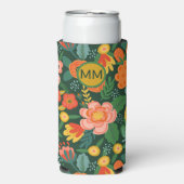 Gepersonaliseerde monogrammed Flowers Seltzer Blikjeskoeler (Seltzer Voorkant)