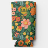 Gepersonaliseerde monogrammed Flowers Seltzer Blikjeskoeler (Voorkant)