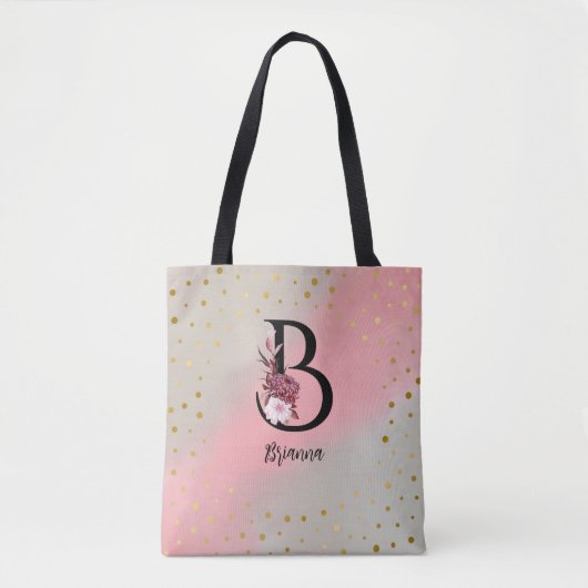 Gepersonaliseerde Monogrammed Gepersonaliseerd let Tote Bag (Voorkant)