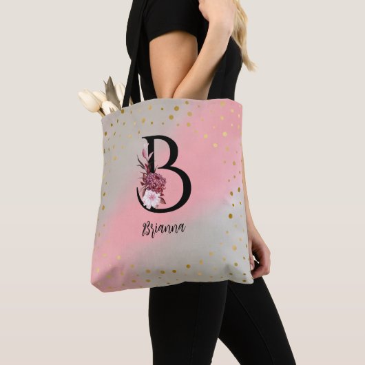 Gepersonaliseerde Monogrammed Gepersonaliseerd let Tote Bag (Dichtbij)