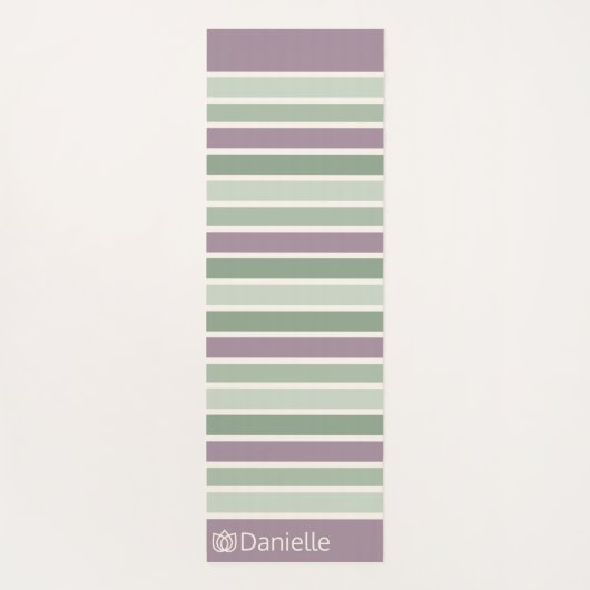 Gepersonaliseerde Monogrammed Gestreepte Groene Lo Yogamat (Achterkant)
